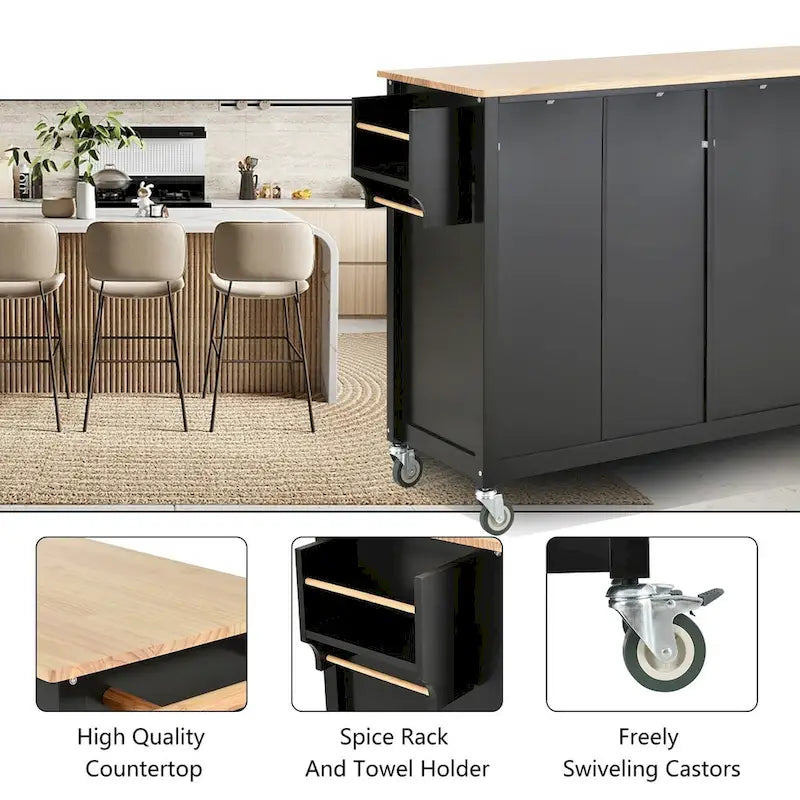 Solid Wood Engineered Wood Kitchen Cart Adjustable