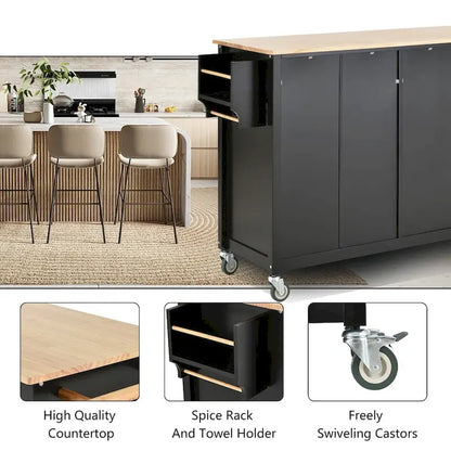 Solid Wood Engineered Wood Kitchen Cart Adjustable