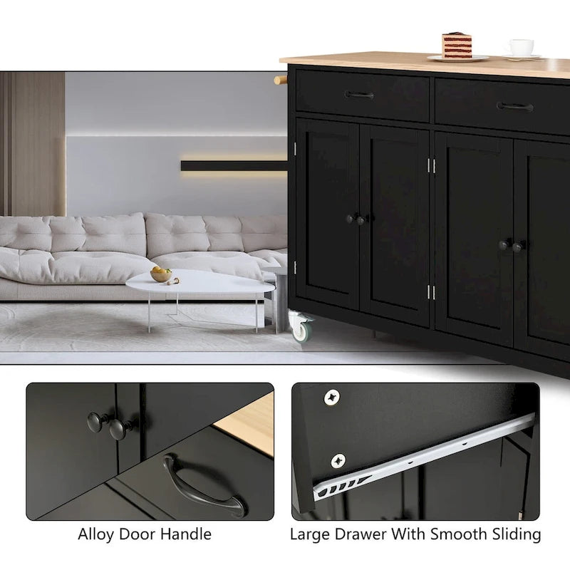 Solid Wood Engineered Wood Kitchen Cart Adjustable