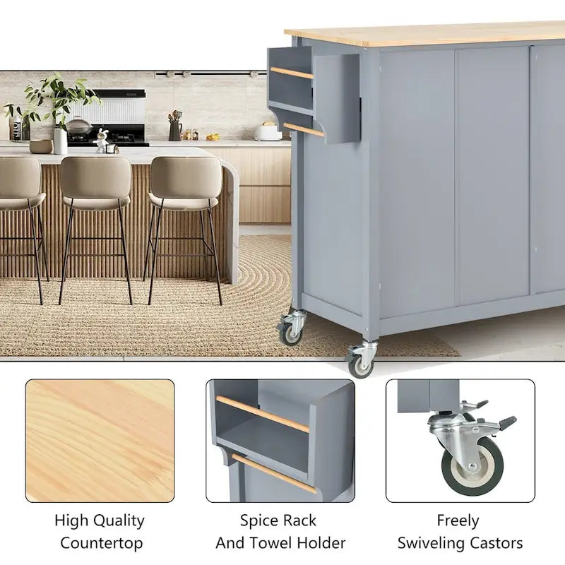 Solid Wood Engineered Wood Kitchen Cart Adjustable