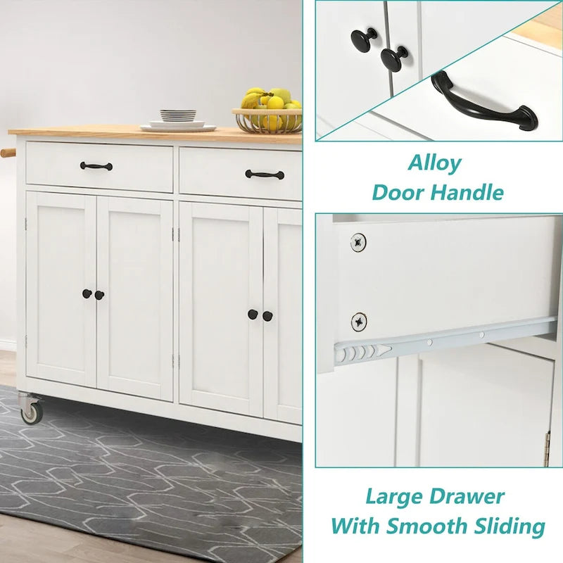 Solid Wood Engineered Wood Kitchen Cart Adjustable