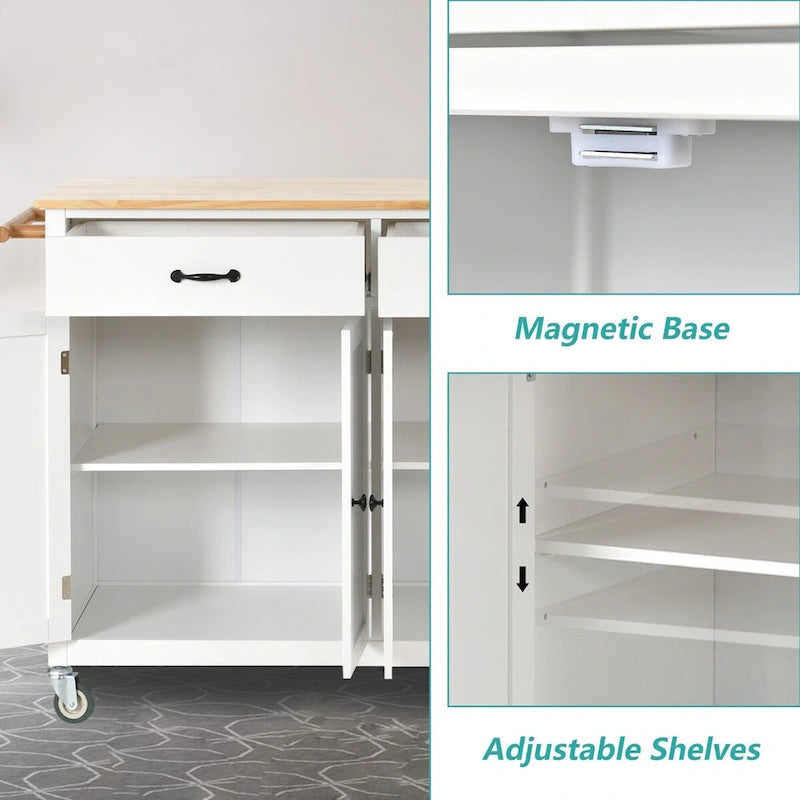 Solid Wood Engineered Wood Kitchen Cart Adjustable