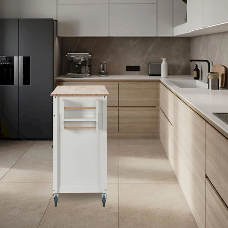 Solid Wood Engineered Wood Kitchen Cart Adjustable