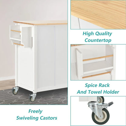 Solid Wood Engineered Wood Kitchen Cart Adjustable