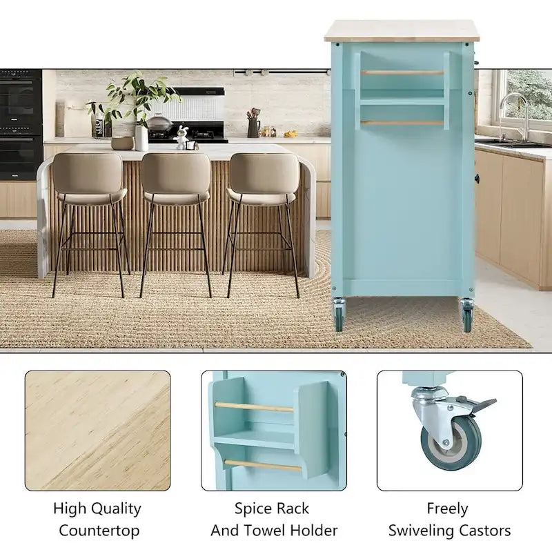 Solid Wood Engineered Wood Kitchen Cart Adjustable