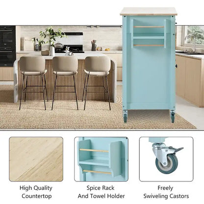 Solid Wood Engineered Wood Kitchen Cart Adjustable