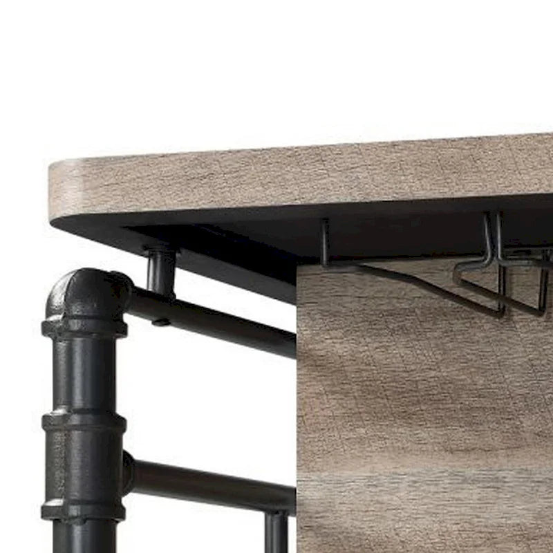 59 Inch Contemporary Metal Engineered Wood Kitchen Cart