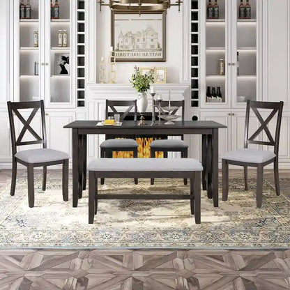 60 Inch Solid Wood Fabric Table Upholstered