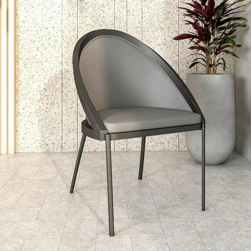 Modern Wood Metal Chair Upholstered
