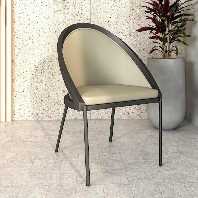 Modern Wood Metal Chair Upholstered