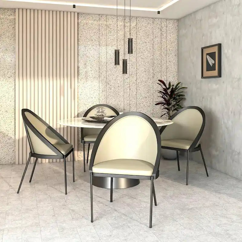 Modern Wood Metal Chair Upholstered