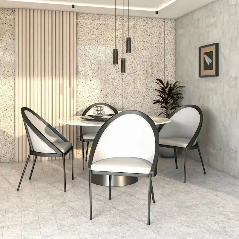 Modern Wood Metal Chair Upholstered