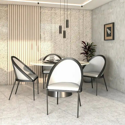 Modern Wood Metal Chair Upholstered