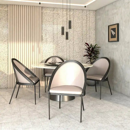 Modern Wood Metal Chair Upholstered