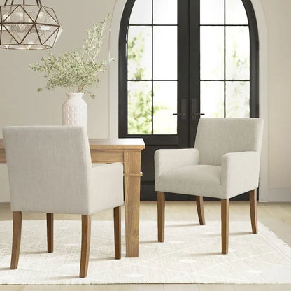 Modern Wood Linen Chair Upholstered