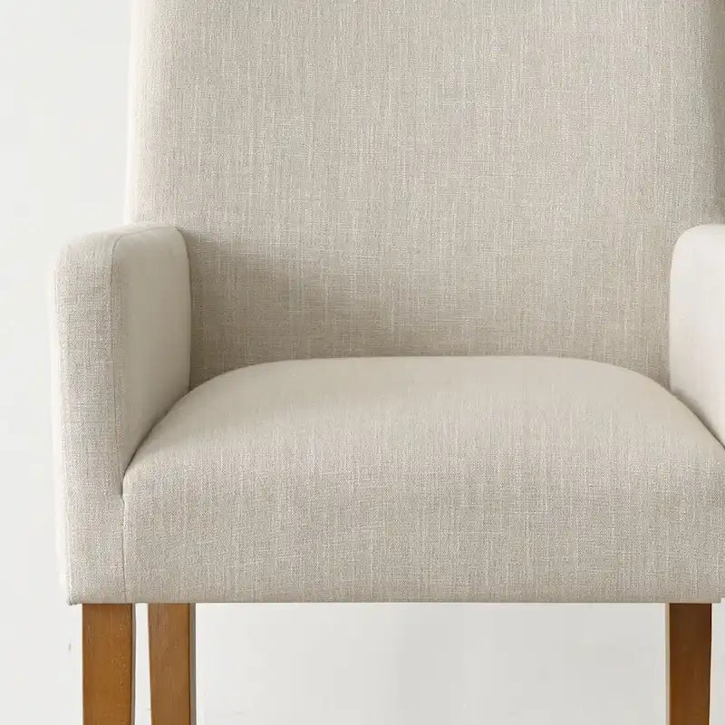 Modern Wood Linen Chair Upholstered