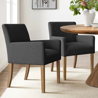 Modern Wood Linen Chair Upholstered