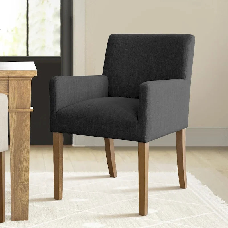 Modern Wood Linen Chair Upholstered