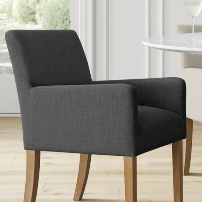 Modern Wood Linen Chair Upholstered