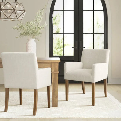 Modern Wood Linen Chair Upholstered