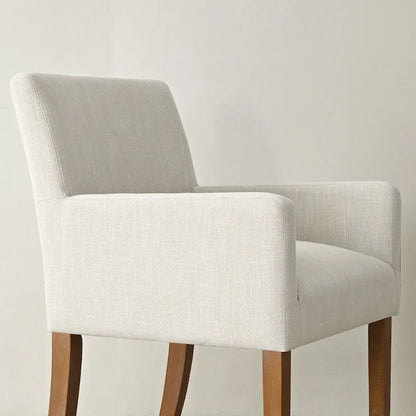 Modern Wood Linen Chair Upholstered