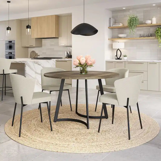 Contemporary Solid Wood Metal Table