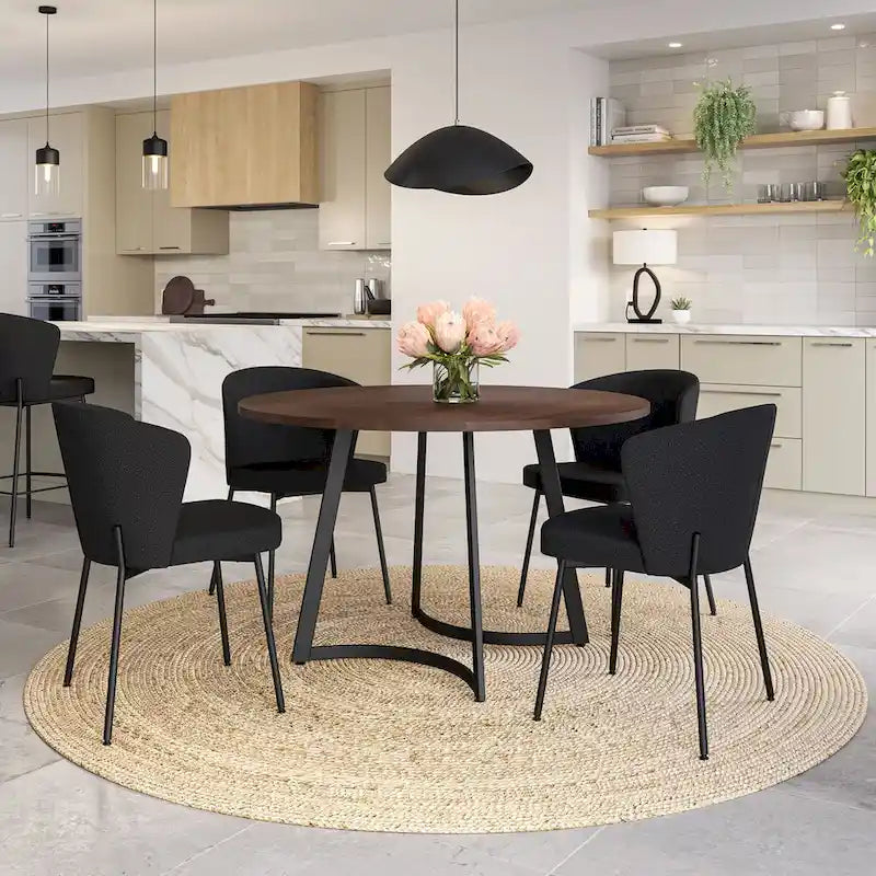 Contemporary Solid Wood Metal Table