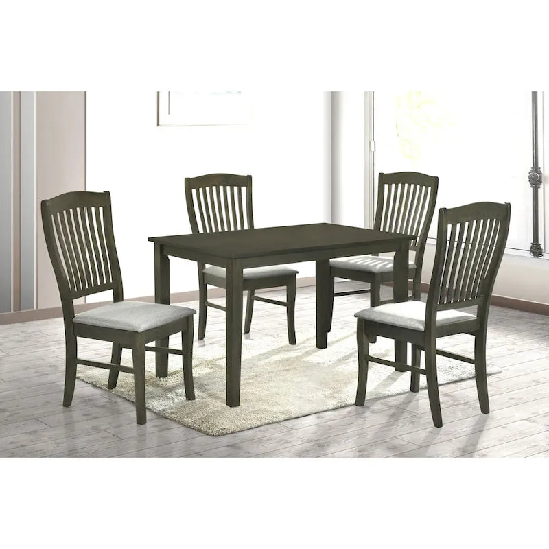 5-Piece 47.24 Inch Traditional Wood Fabric Table Upholstered