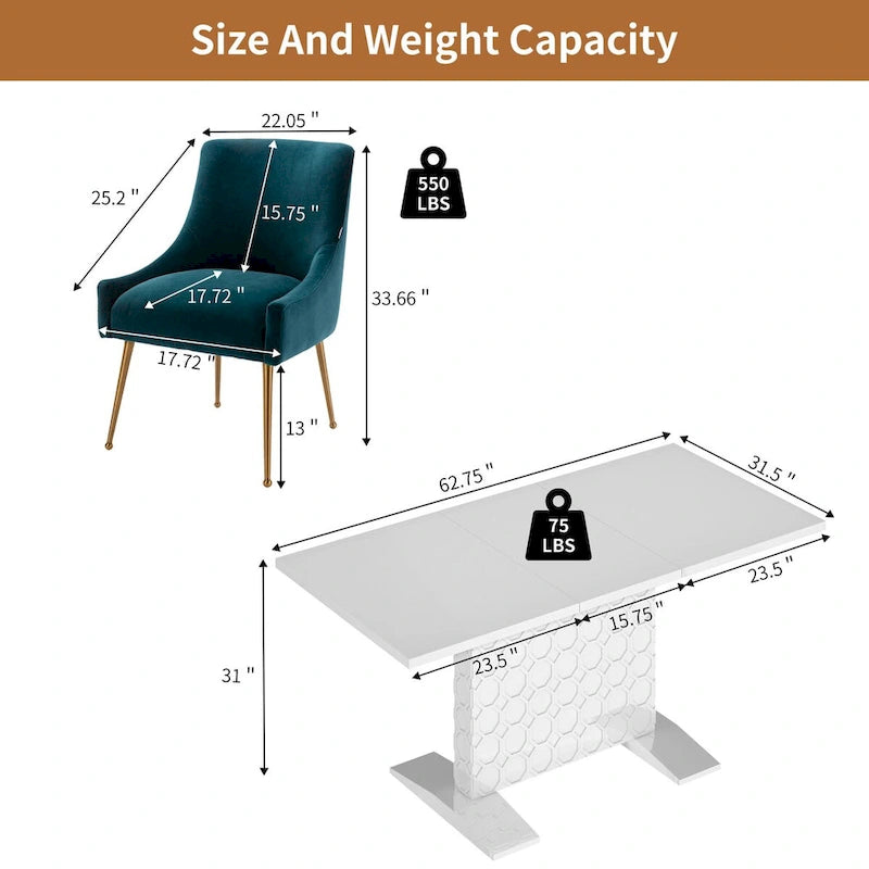 Modern Velvet Table Extendable