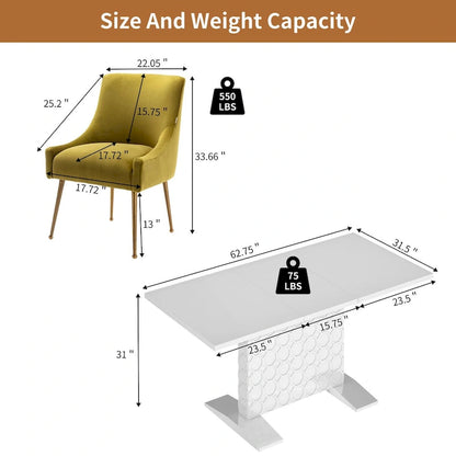 Modern Velvet Table Extendable