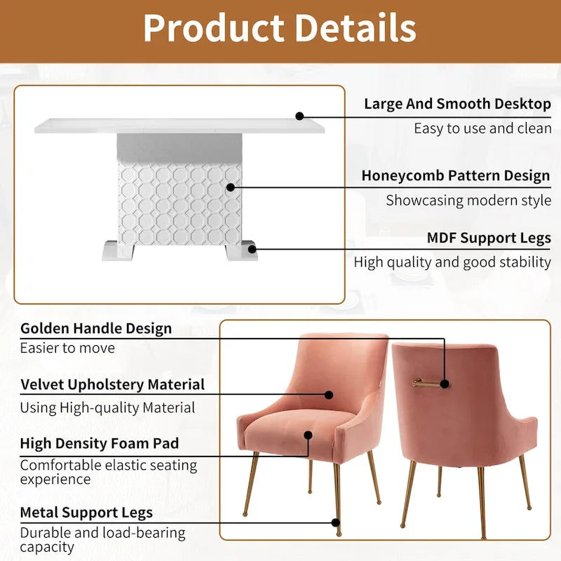 Modern Velvet Table Extendable