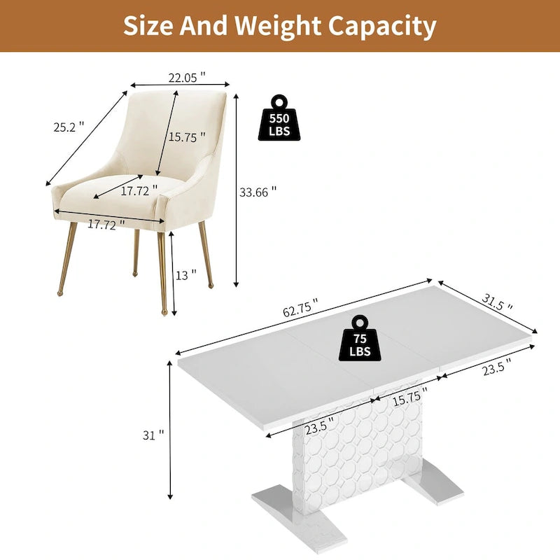 Modern Velvet Table Extendable
