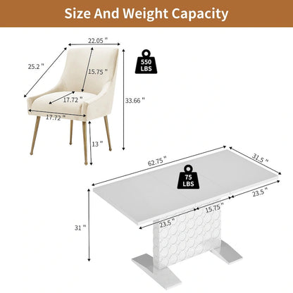 Modern Velvet Table Extendable
