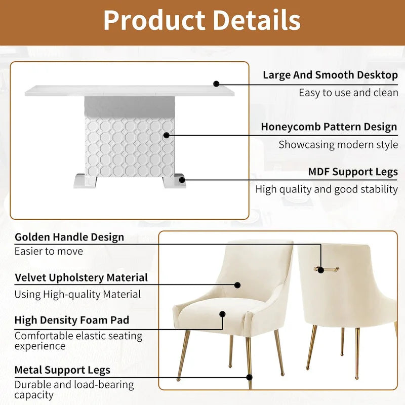 Modern Velvet Table Extendable