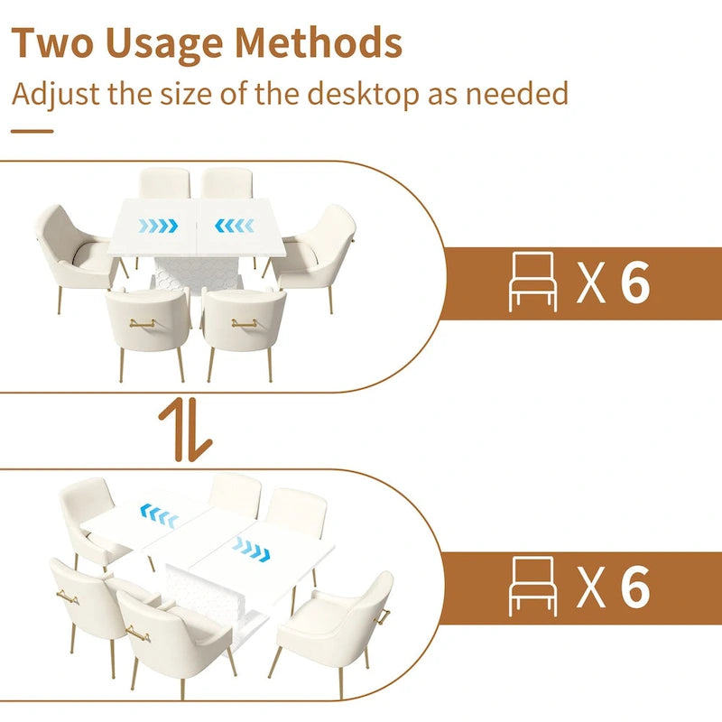 Modern Velvet Table Extendable