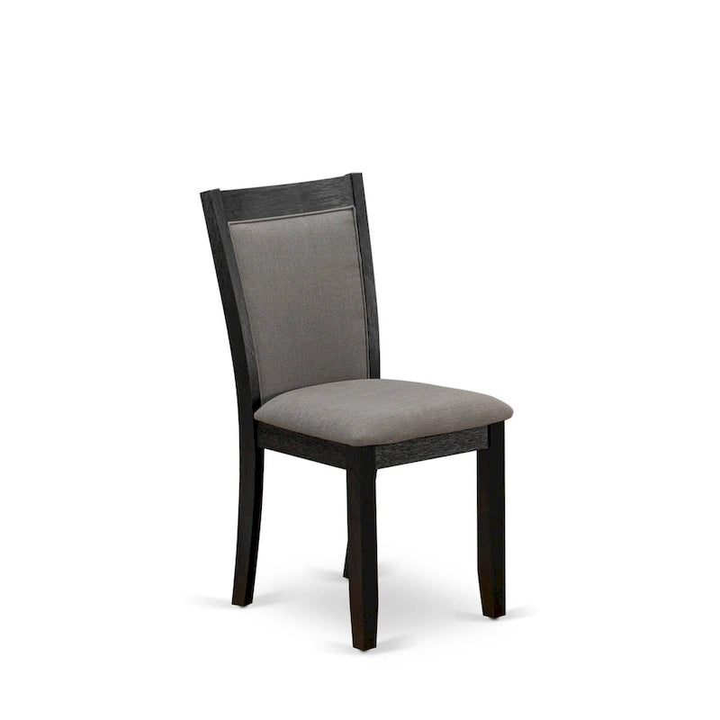 East West Furniture 7 Piece Dinette Set- a Dining Table and 6 Linen Fabric Parson Chairs, Black(Fabric Color Options)