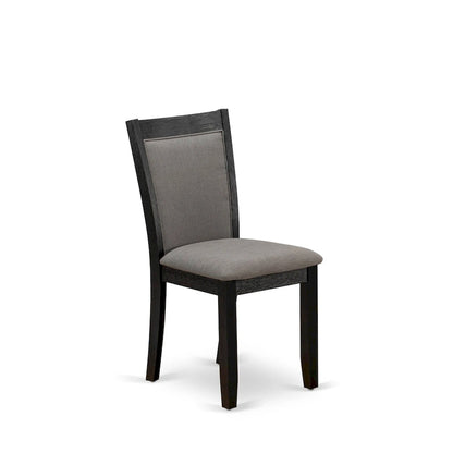 East West Furniture 7 Piece Dinette Set- a Dining Table and 6 Linen Fabric Parson Chairs, Black(Fabric Color Options)