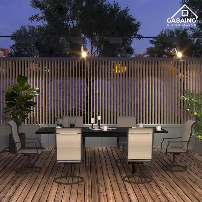 9 Piece Metal Frame Patio Dining Set, Aluminum Extendable Dining Table