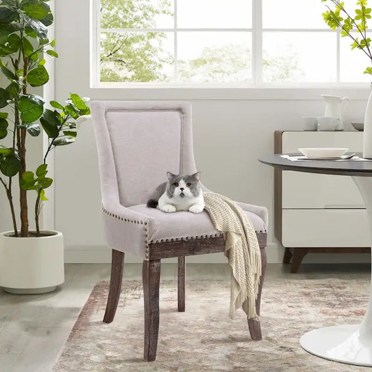 Modern Solid Wood Metal Chair Upholstered