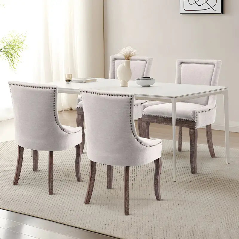 Modern Solid Wood Metal Chair Upholstered