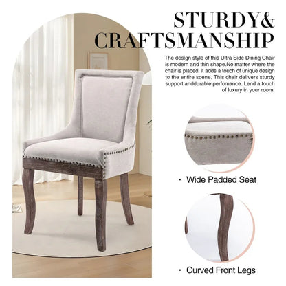 Modern Solid Wood Metal Chair Upholstered