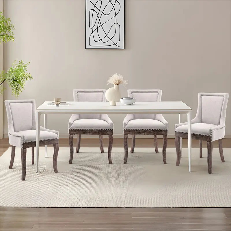 Modern Solid Wood Metal Chair Upholstered