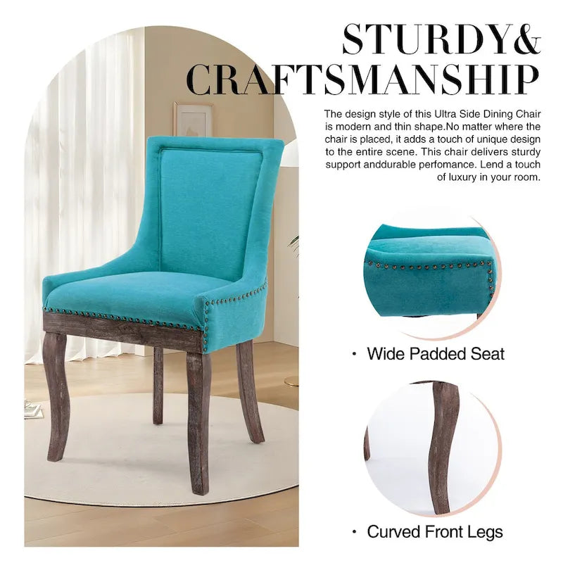 Modern Solid Wood Metal Chair Upholstered