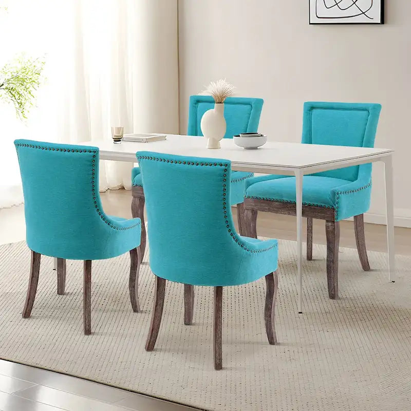Modern Solid Wood Metal Chair Upholstered