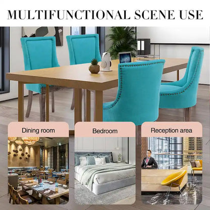 Modern Solid Wood Metal Chair Upholstered