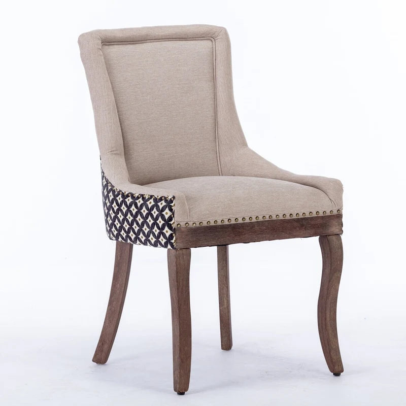 Modern Solid Wood Metal Chair Upholstered