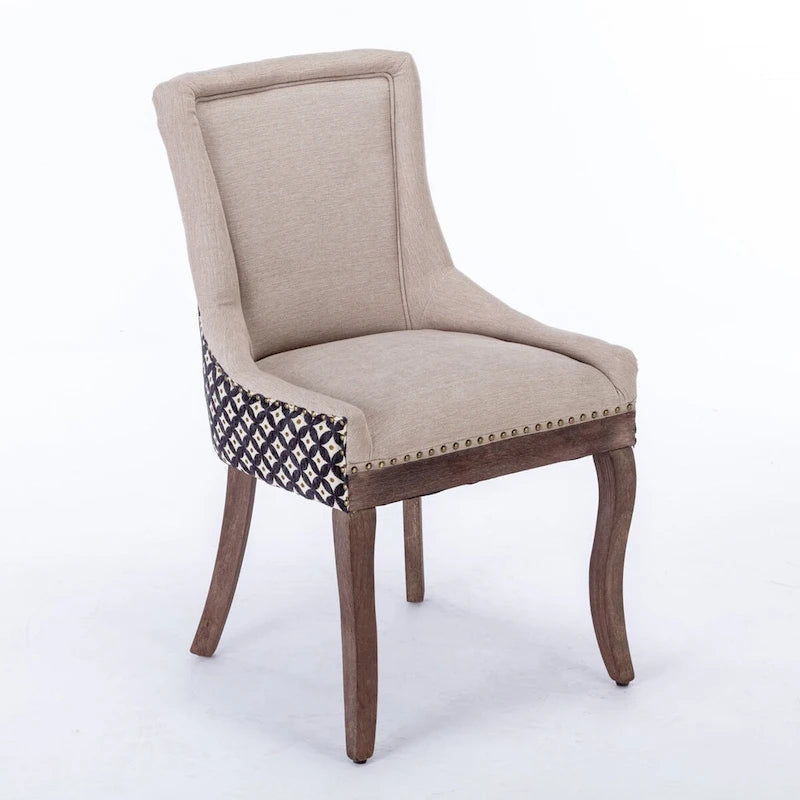 Modern Solid Wood Metal Chair Upholstered