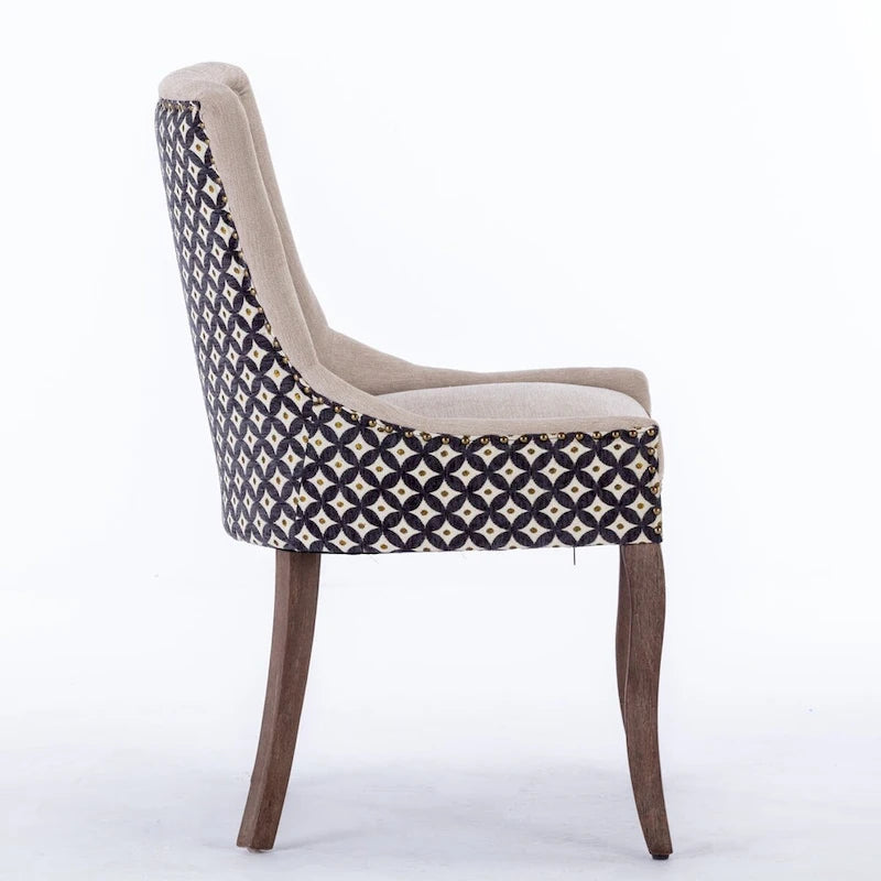 Modern Solid Wood Metal Chair Upholstered