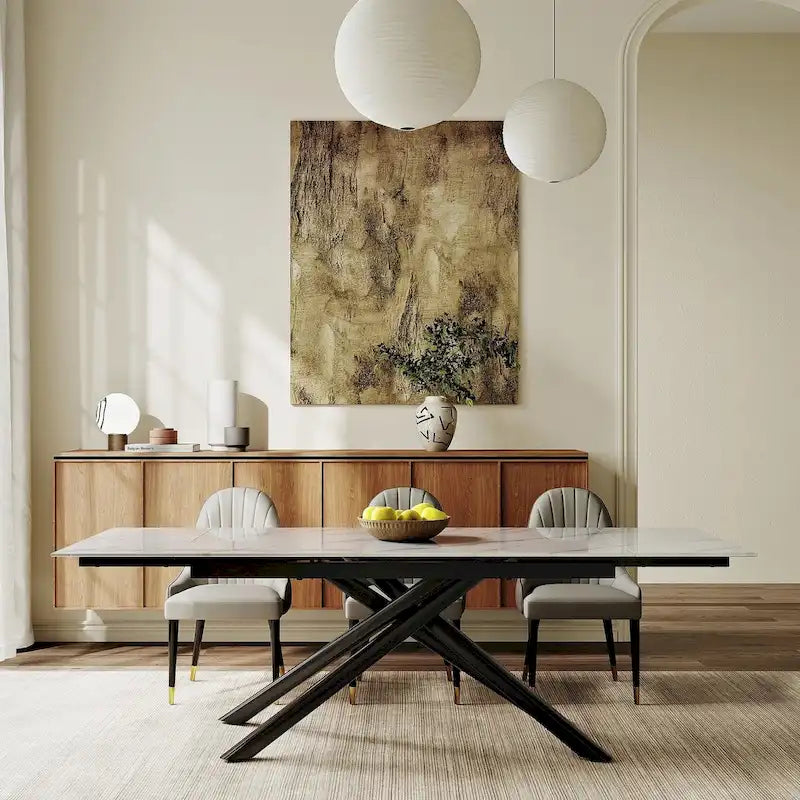 Modern Metal Leather Chair Extendable