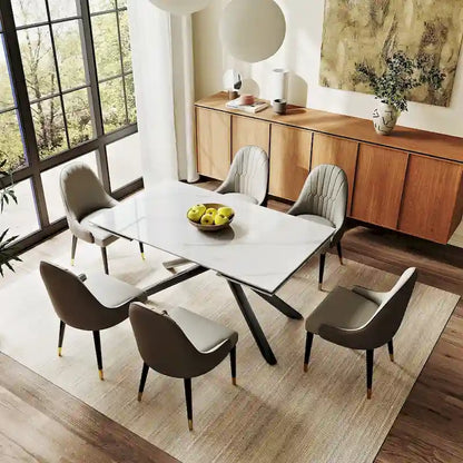 Modern Metal Leather Chair Extendable